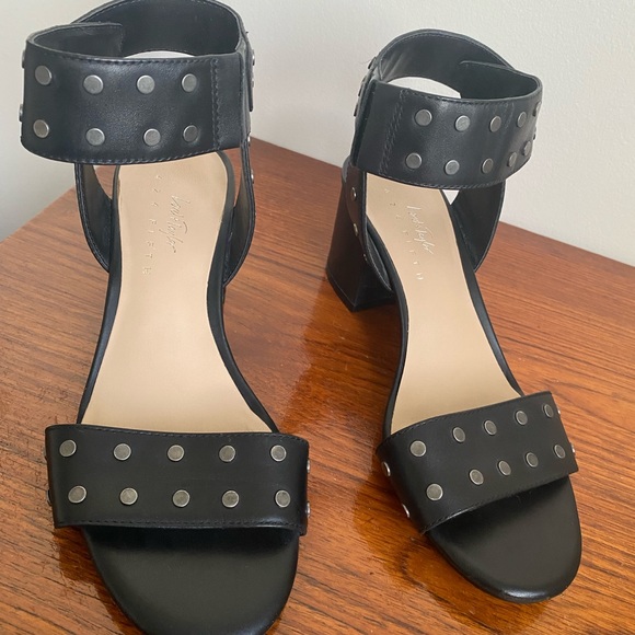 Black Lord and Taylor Studded Ankle Heel Sandals - Picture 3 of 11